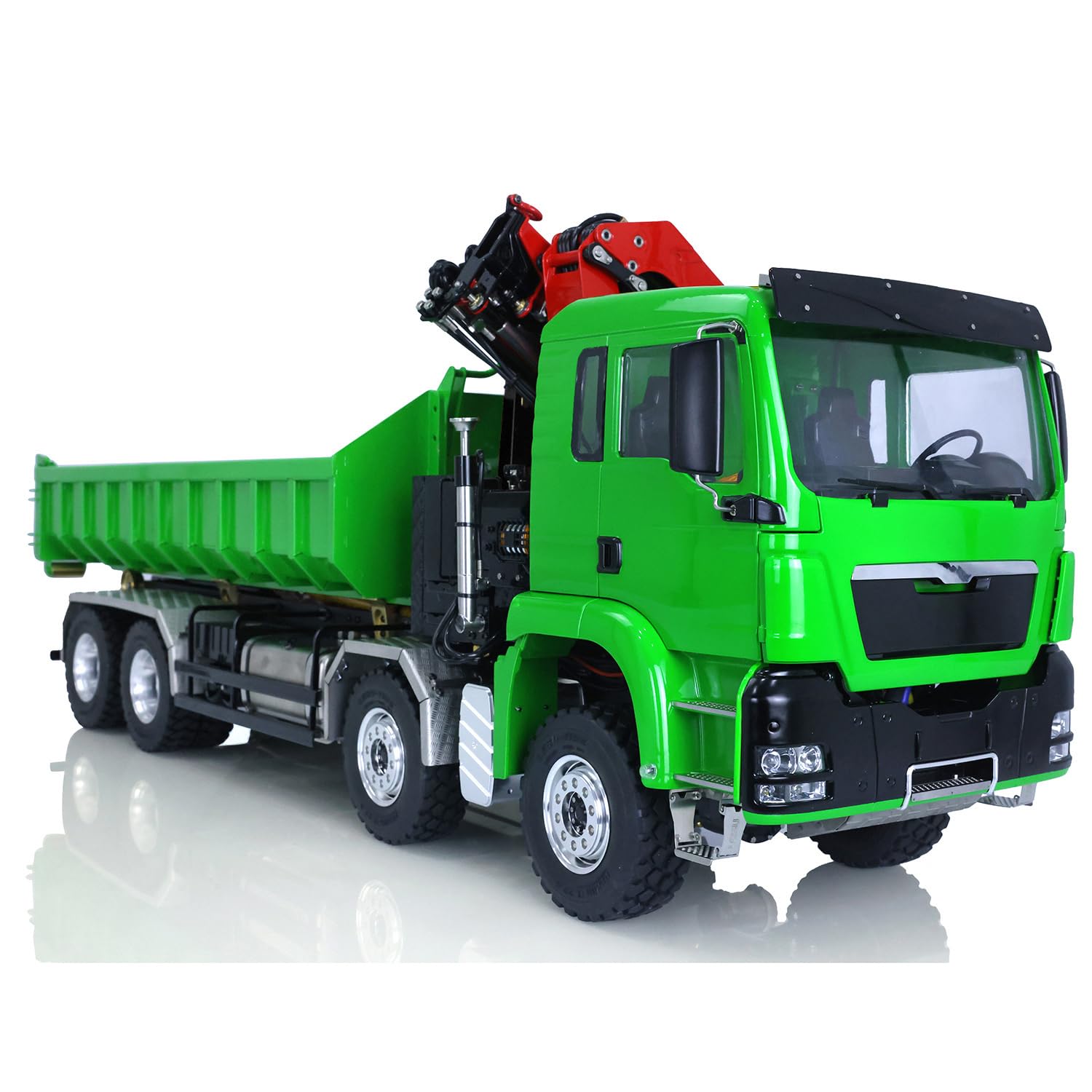 LESU 1/14 8x8 RC Roll-on/Off Hydraulik Ladekran Kipper Kippfahrzeug Flysky PL18EV
