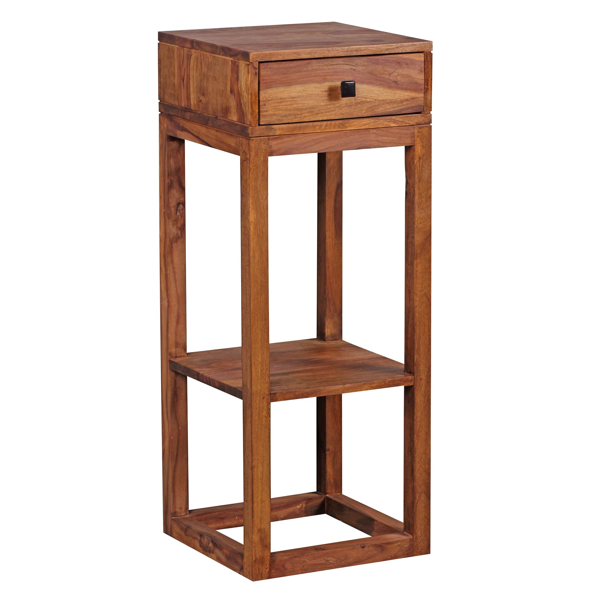 FineBuy Möbel zum Wohlfühlen Massiver Beistelltisch Sheesham PATAN Holz Massiv 90 x 35 x 35 cm, Telefontisch mit Schublade für Flur Anrichte, Moderne Konsole mit Ablage Braun