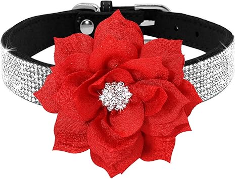 Cute Dog Collar with Bling Rhinestone, Fancy Crystal Diamond Glitter Pretty Jewel Soft Cat Collars for Small Medium Large Breed Dogs Girl Female Pet Puppy Kitten Terrier S, Black2