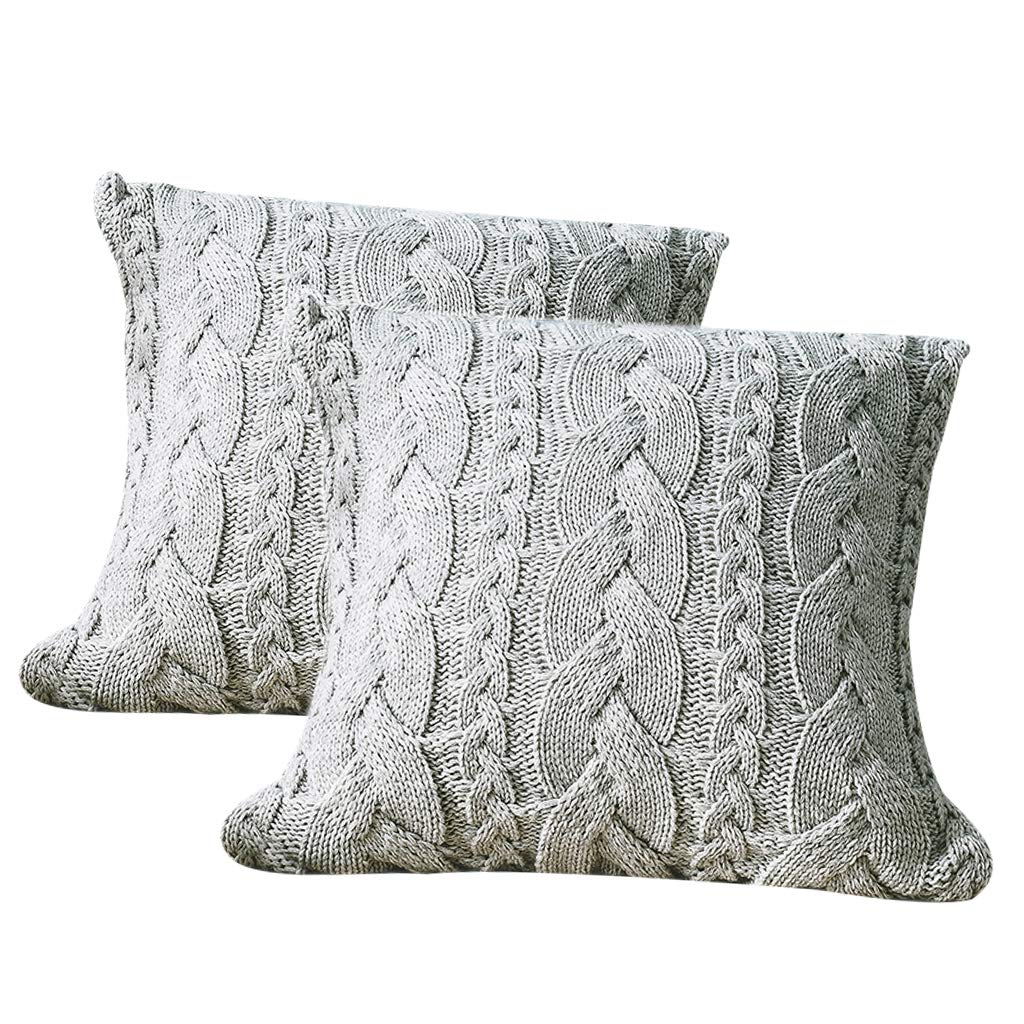 Federa Per Cuscino Quadrata 45x45 Cm In Lavorato A Maglia - Morbida E Calda In Fibra Acrilica, Con Cerniera Nascosta - 2