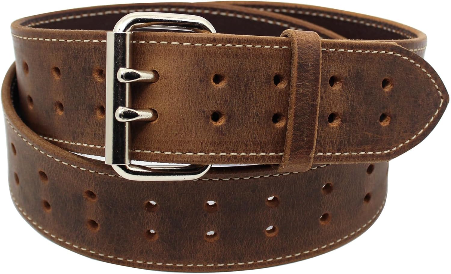 Construction Grade, Two Prong, Heavy Duty, Full Grain Leather Belt, 2” Wide, Made in USA