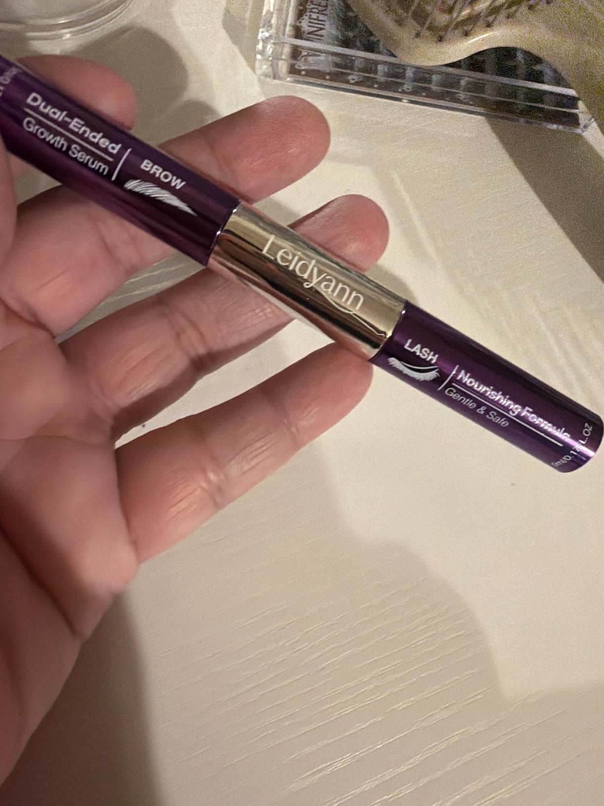 Leidyann 2-in-1 Lash & Brow Growth Serum, Dual-Ended Eyelash & Eyebrow Enhancer, Peptide & Vitamin Formula for Longer, Thicker Lashes and Fuller Brows, Eye-Safe, Vegan & Cruelty-Free, 5 mL + 5 mL
