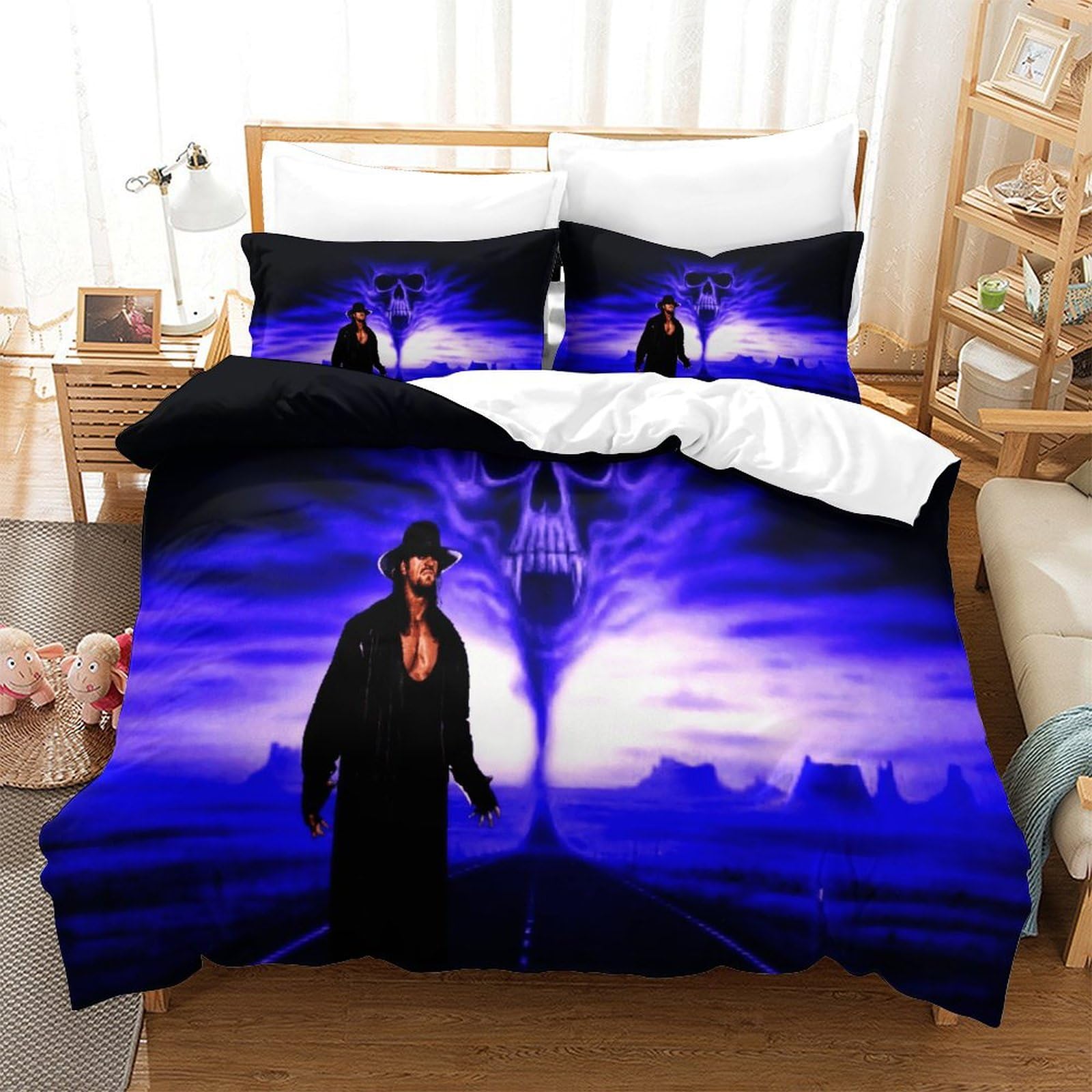 HONGBING Wrestling Quilt Cover Duvet Cover for Boys Girls 3D Print Sports Comforter Covers with Pillow Cases Bedding Set Soft Microfiber with Zipper Closure 3 Pieces Single（140x200cm）