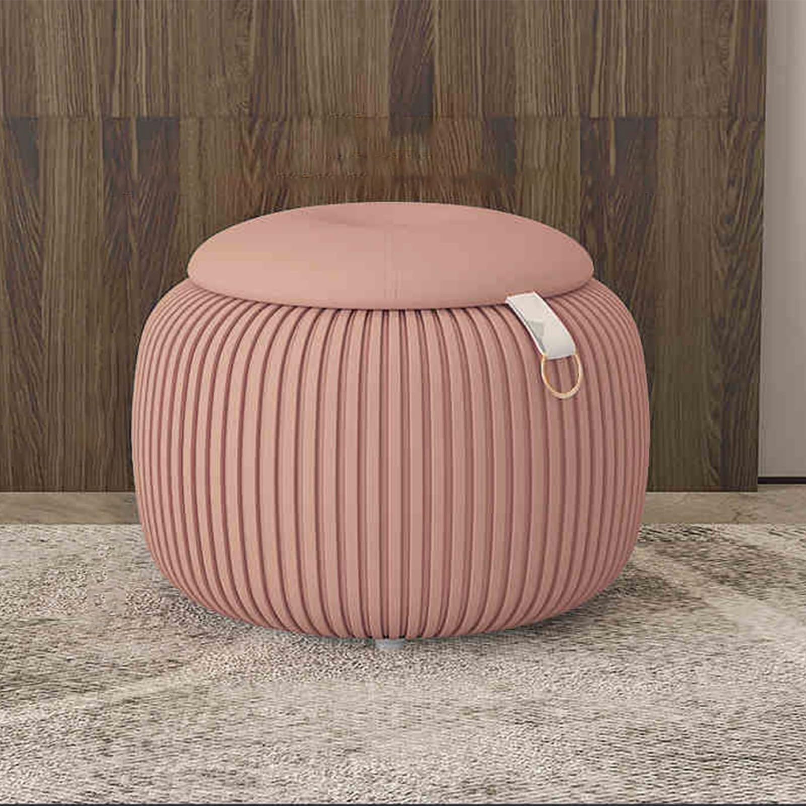 Repose-pieds de rangement rond pour un salon adulte ordonné