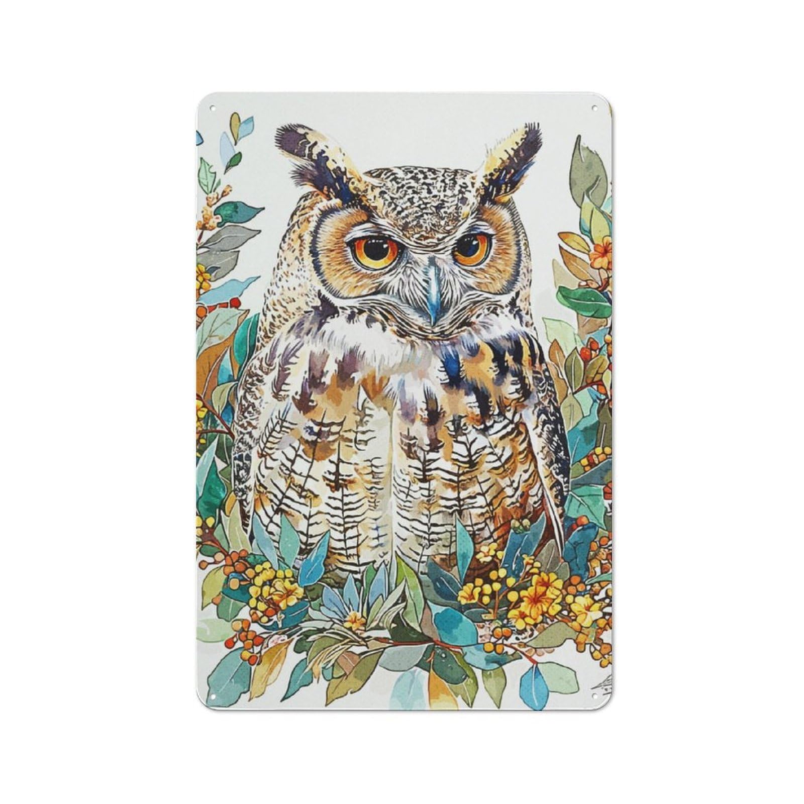 Junmoney Owl Natural Tin Wall Plaque 30X20cm With For Man Cave Or Games Room, For Updating Man Cave And Games Room After Moving