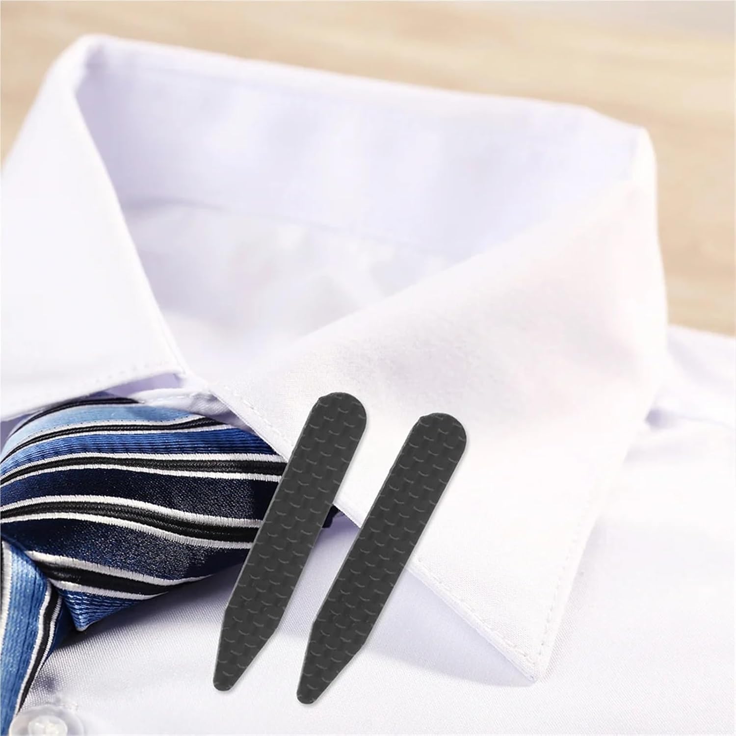 Metal Collar Stays for Men Dress Shirts, 4Pairs Metal Collar Stays Men Dress Shirts Carbon Fiber Design