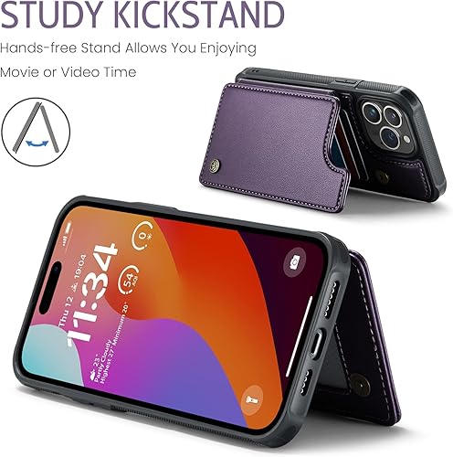 Miniatura 14 de Kowauri Funda para iPhone 15 Pro Max con soporte para tarjetas, funda de piel sintética tipo cartera para mujeres y hombres con ranura para tarjeta