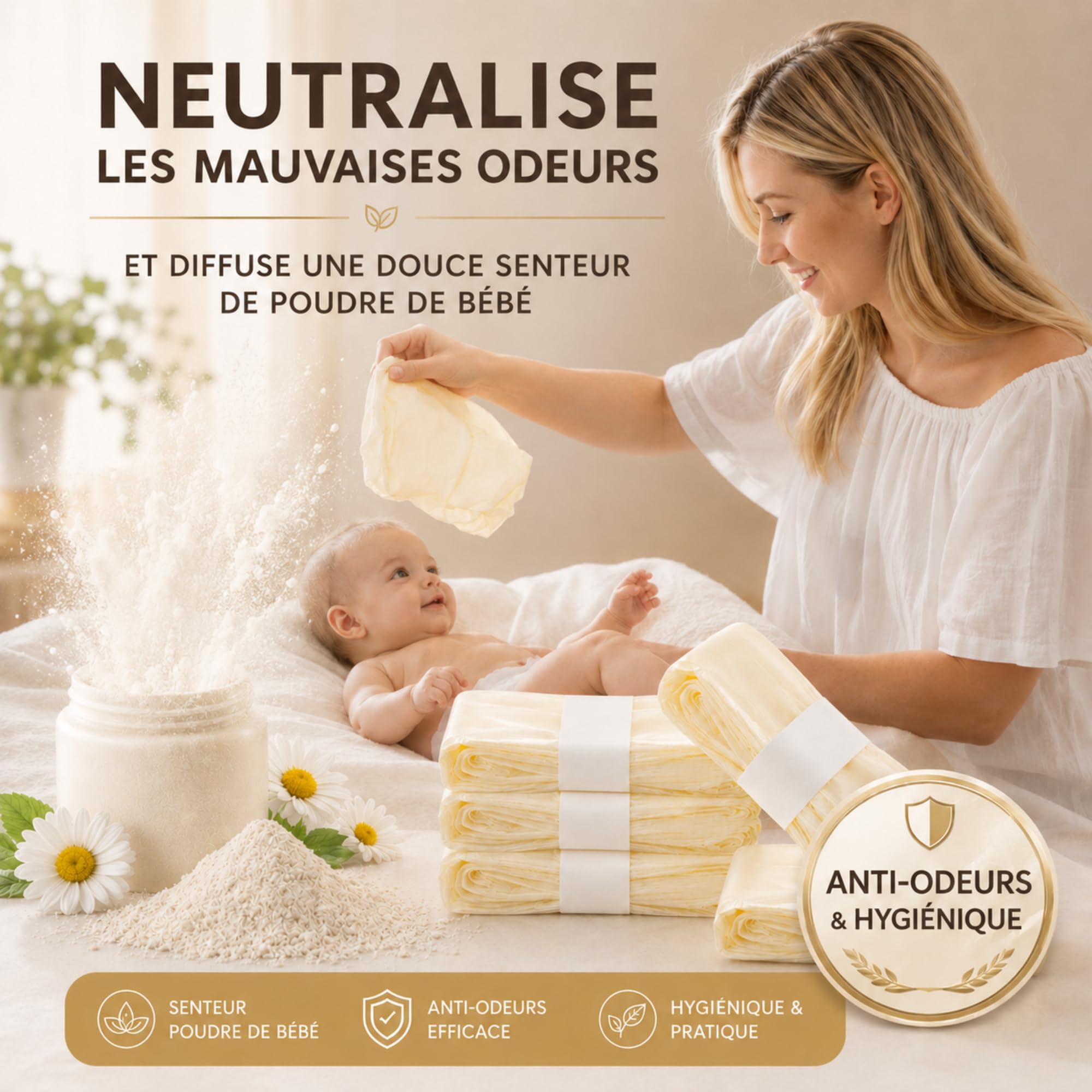 Recharges Poubelle à Couches XXL 12x7,5m Compatibles AngelCare Tommee Tippee Anti-Odeur Sans BPA Antibactérien Étanches