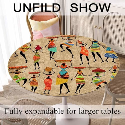 Miniatura 6 de Yibeas Mantel redondo de mujer africana, mantel redondo de mujer africana con estilo grunge, para decoración de comedor, cocina, manteles redondos