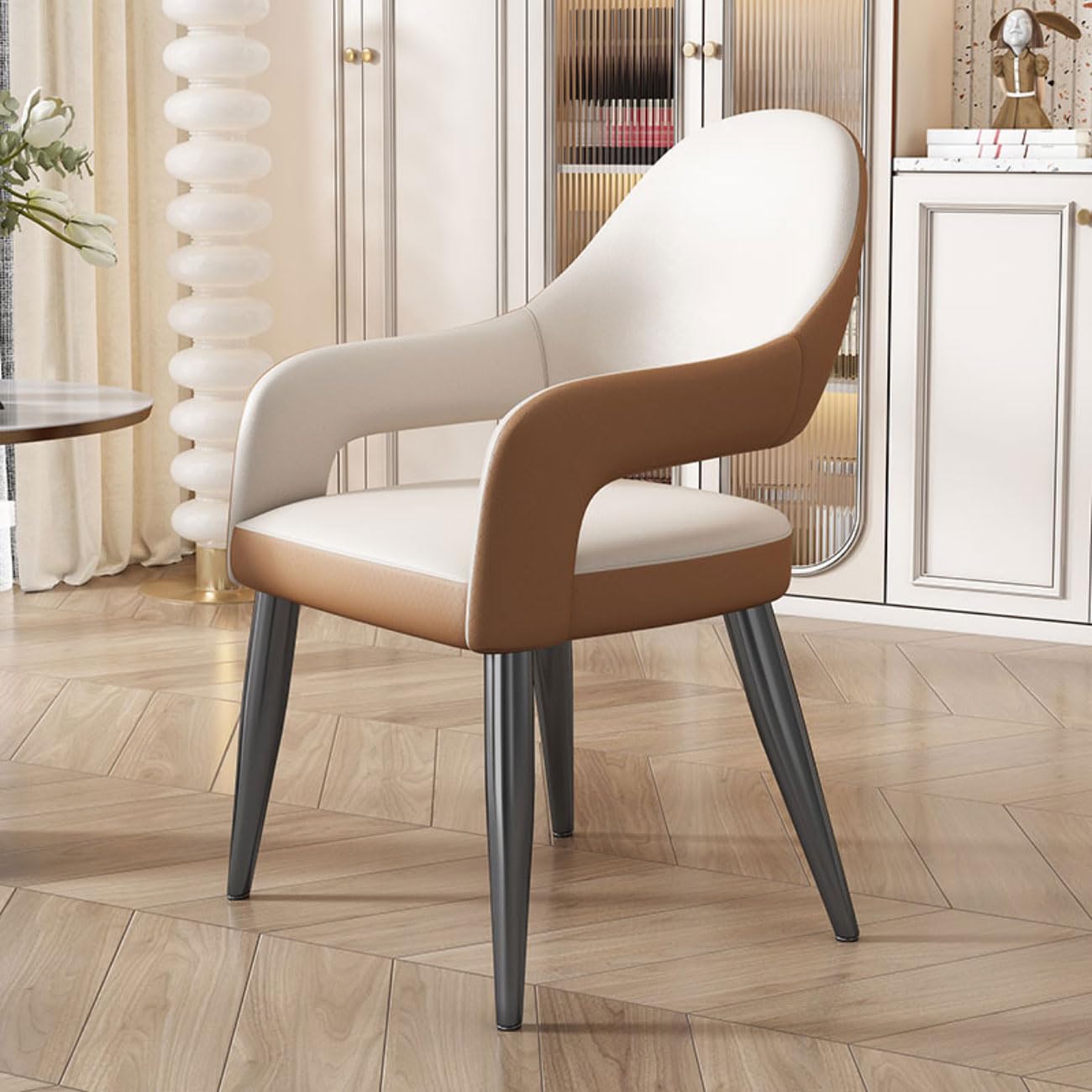 Chaises de salle à manger en similicuir avec pieds en métal pour salon et cuisine