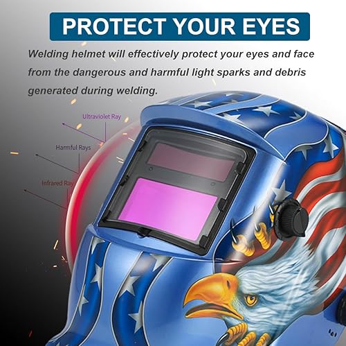 Miniatura 4 de Casco de soldadura con oscurecimiento automático solar, máscara de molienda de arco Tig Mig con función de prueba y función de alarma de batería