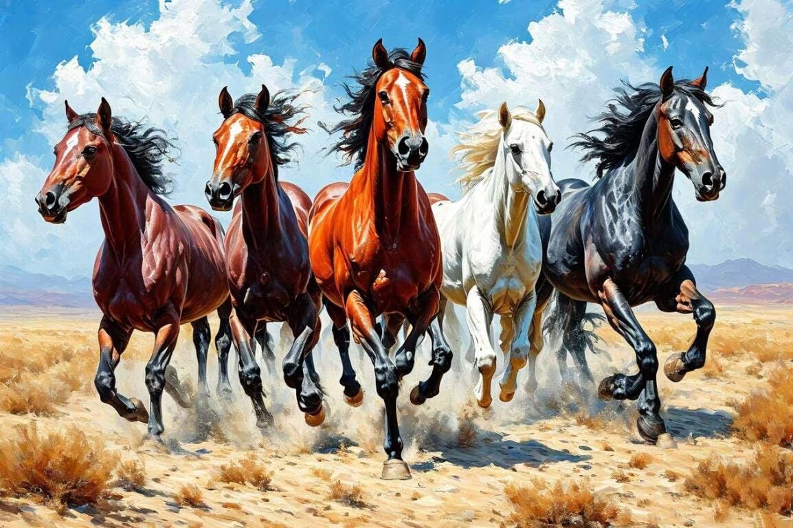 Diamond Painting Kit pour Adulte Chevaux DIY 5D Broderie Diamant Complet Carré 60x80cm