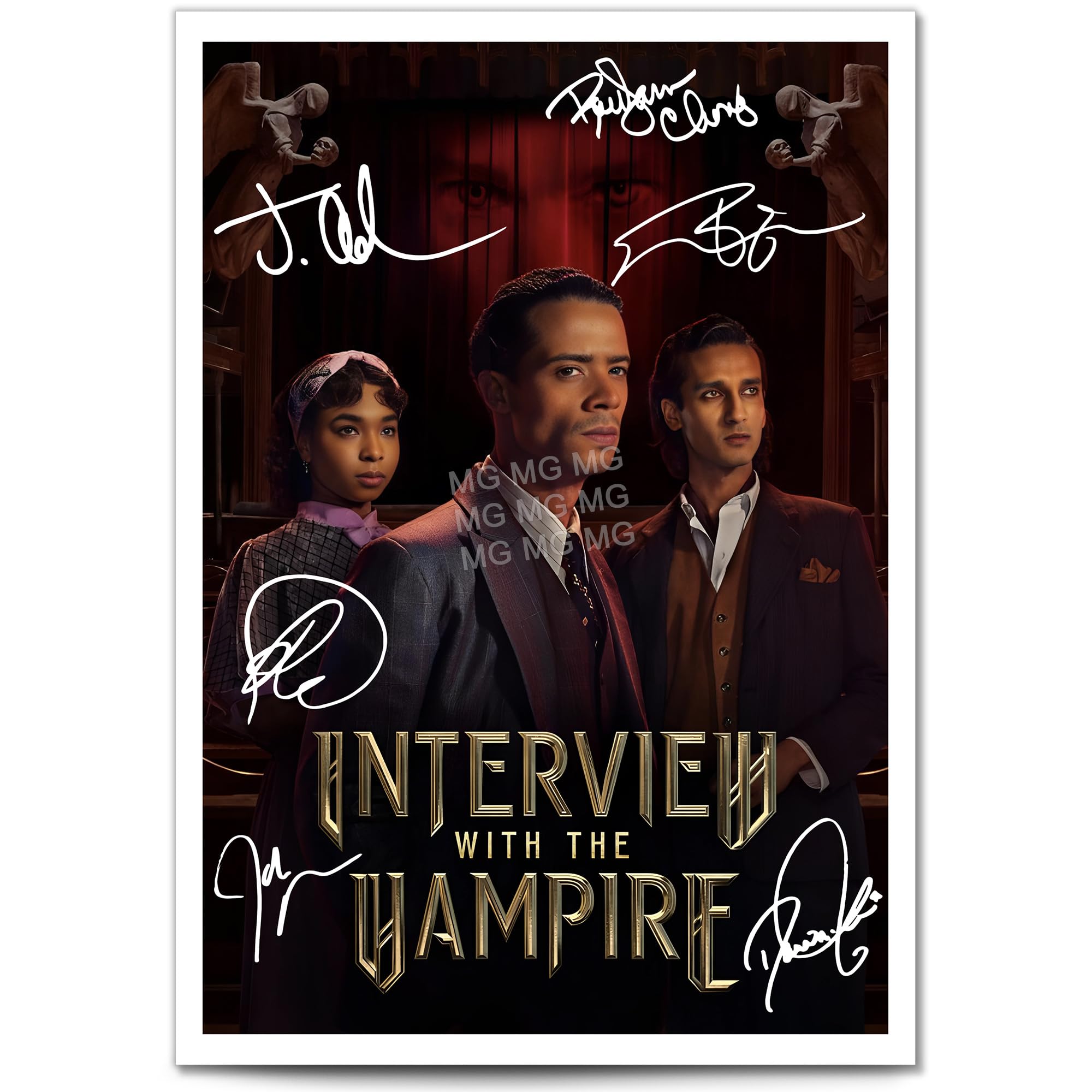 Interview With The Vampire 2 Cast Signed Autograph A4 Poster Photo Print TV Show Series Framed Memorabilia Gift Jacob Anderson Sam Reid (A4 Print (Unframed))