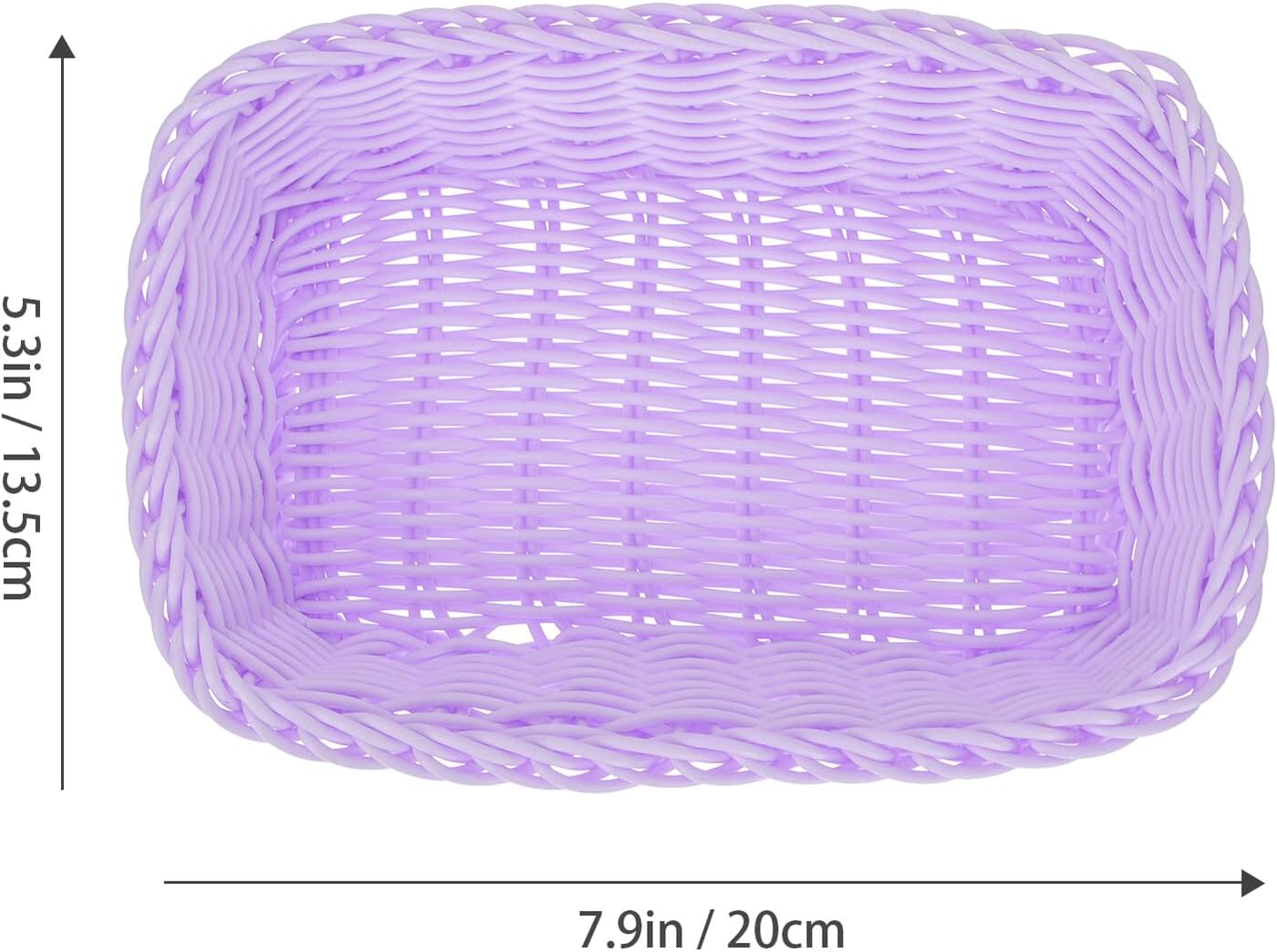 Purple Wicker Indoor Storage Basket for Desktop Organizing image 2