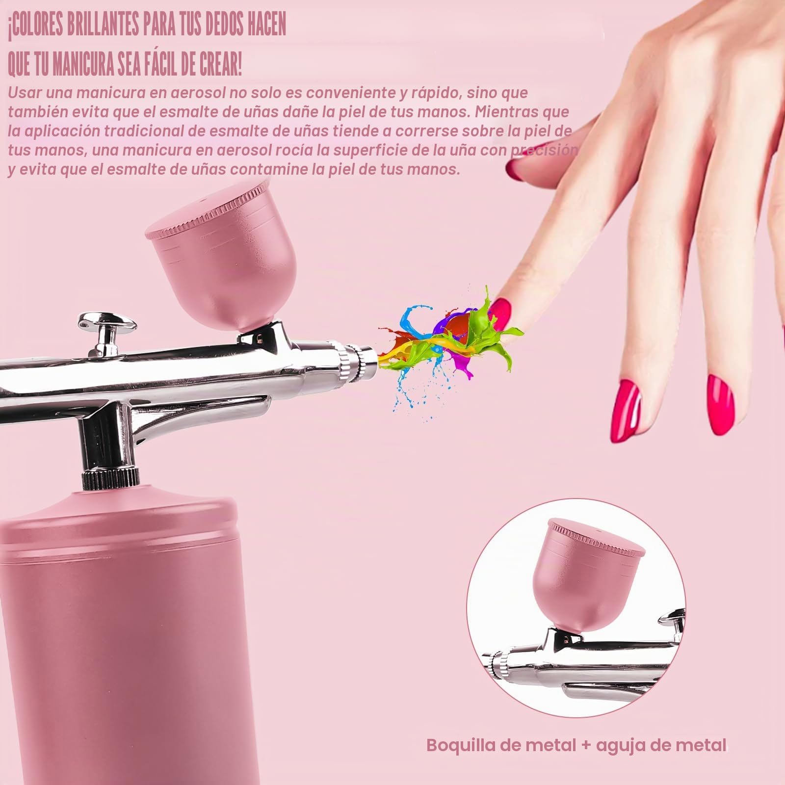 Kit de aerógrafo portátil, pistola pulverizadora de mano recargable con cepillo, mini cepillo de aire con compresor para diseño de uñas, decoración de pasteles, maquillaje, modelado de tatuajes