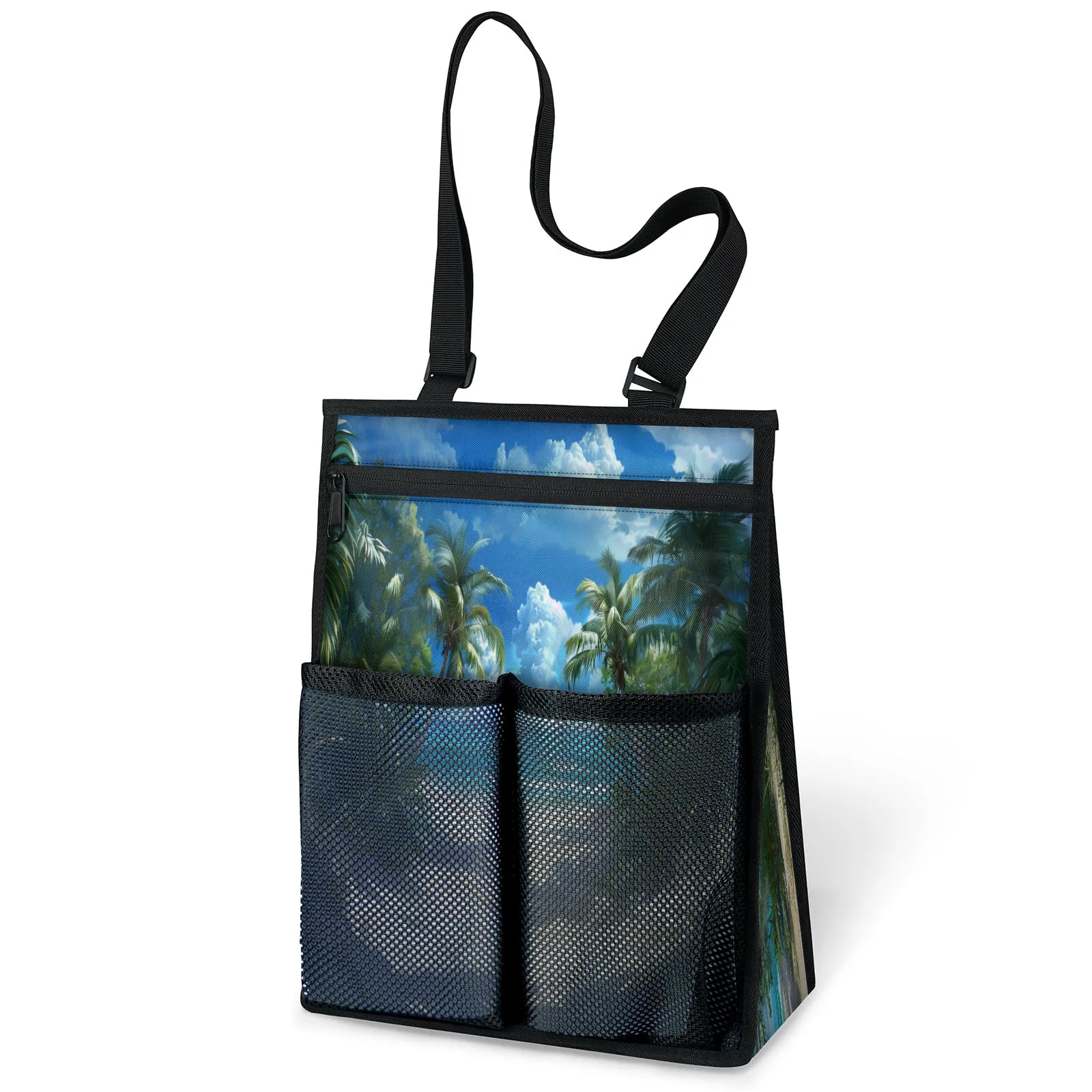 Ourtheme Beach Palm Trees Theme Portable Shower Bag for Travel Gym Camp Beach Tote Shower Caddy Bags Hanging
