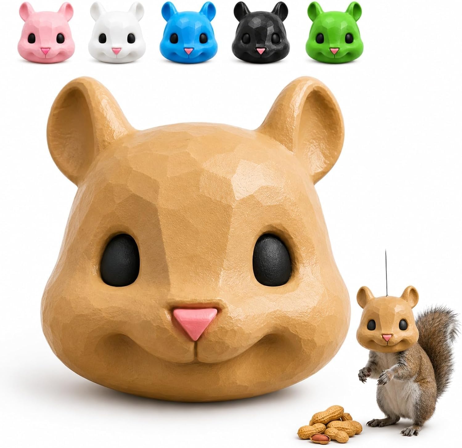 Squirrel Head Feeder, Funny Squirrel Feeder, Big Head Squirrel Feeder