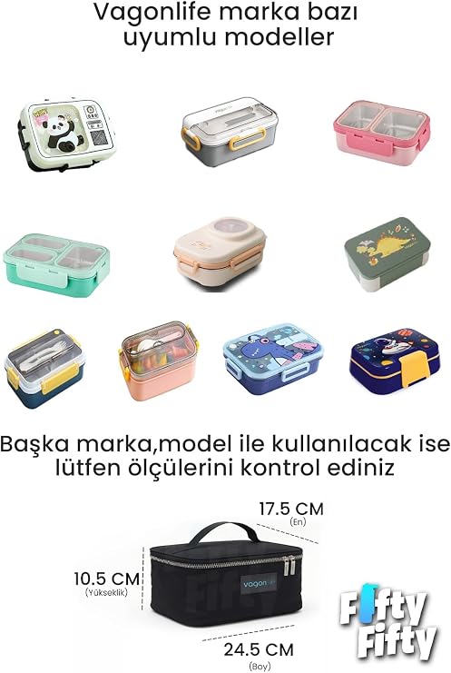 Isı Yalıtımlı Termal Yemek Beslenme Çantası Mama Taşıma Termos Çanta Sıcak ve Soğuk -FFVGNB1061 (Antrasit)