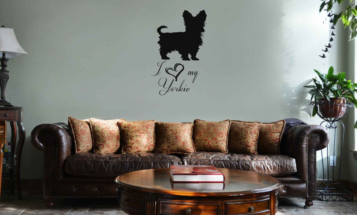 DECAL SERPENT I Love My Yorkie Dog Cute Puppy Vinyl Wall Mural Decal Home Decor Sticker (Black)