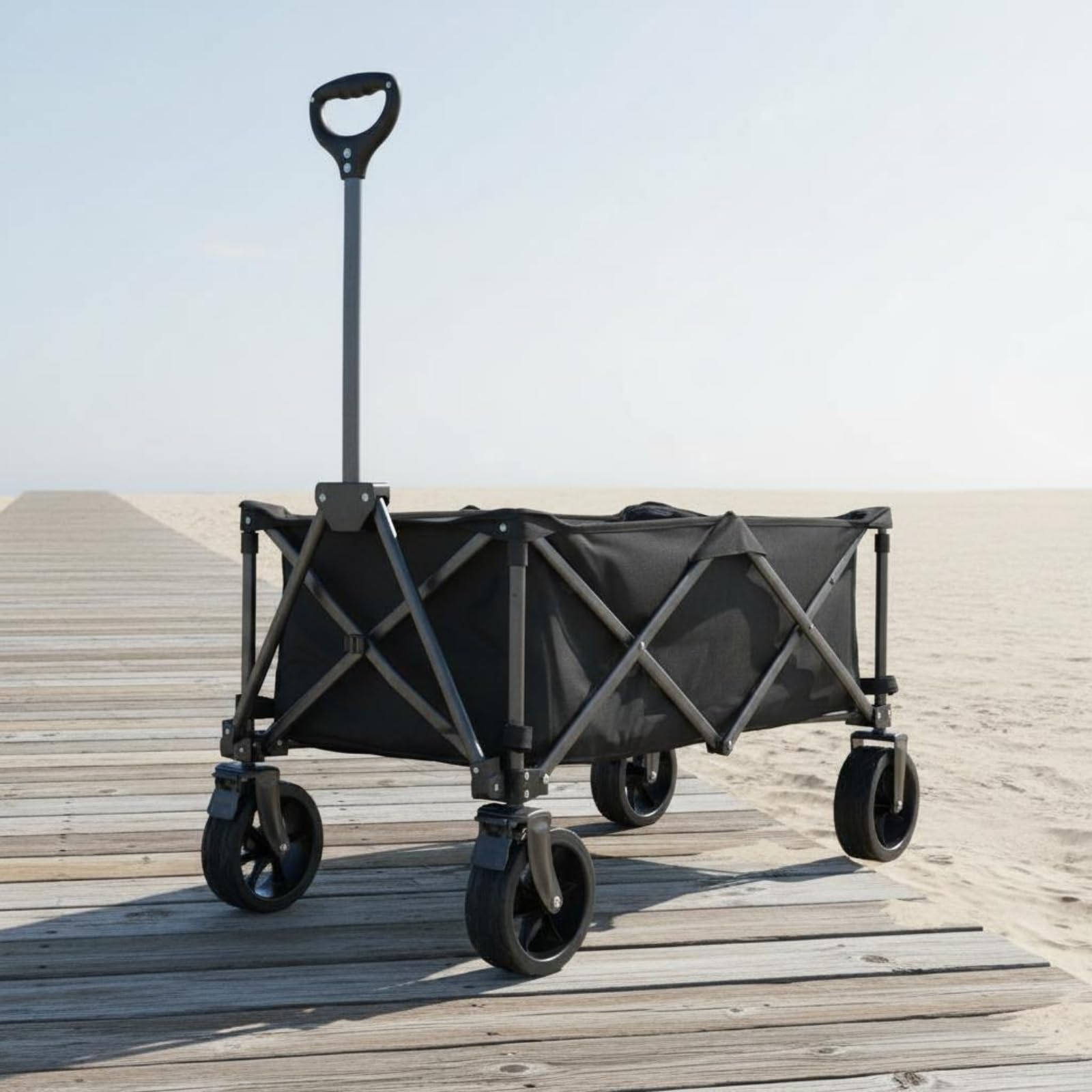 Qianly Carrello Pieghevole da Campeggio Capiente Carrello da Campeggio Pieghevole Robusto per Mercatini, Telaio Argento Con Borsa Nera