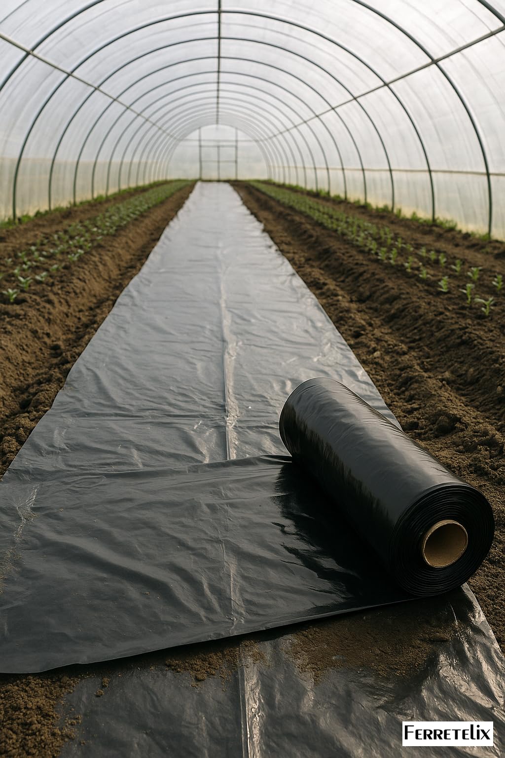 FERRETELIX® Rollo de Plástico Negro Solera para Construcción Agricultura Galga 800-4 mts x 70 mts (280 m²) Plegado a 1,1 mts