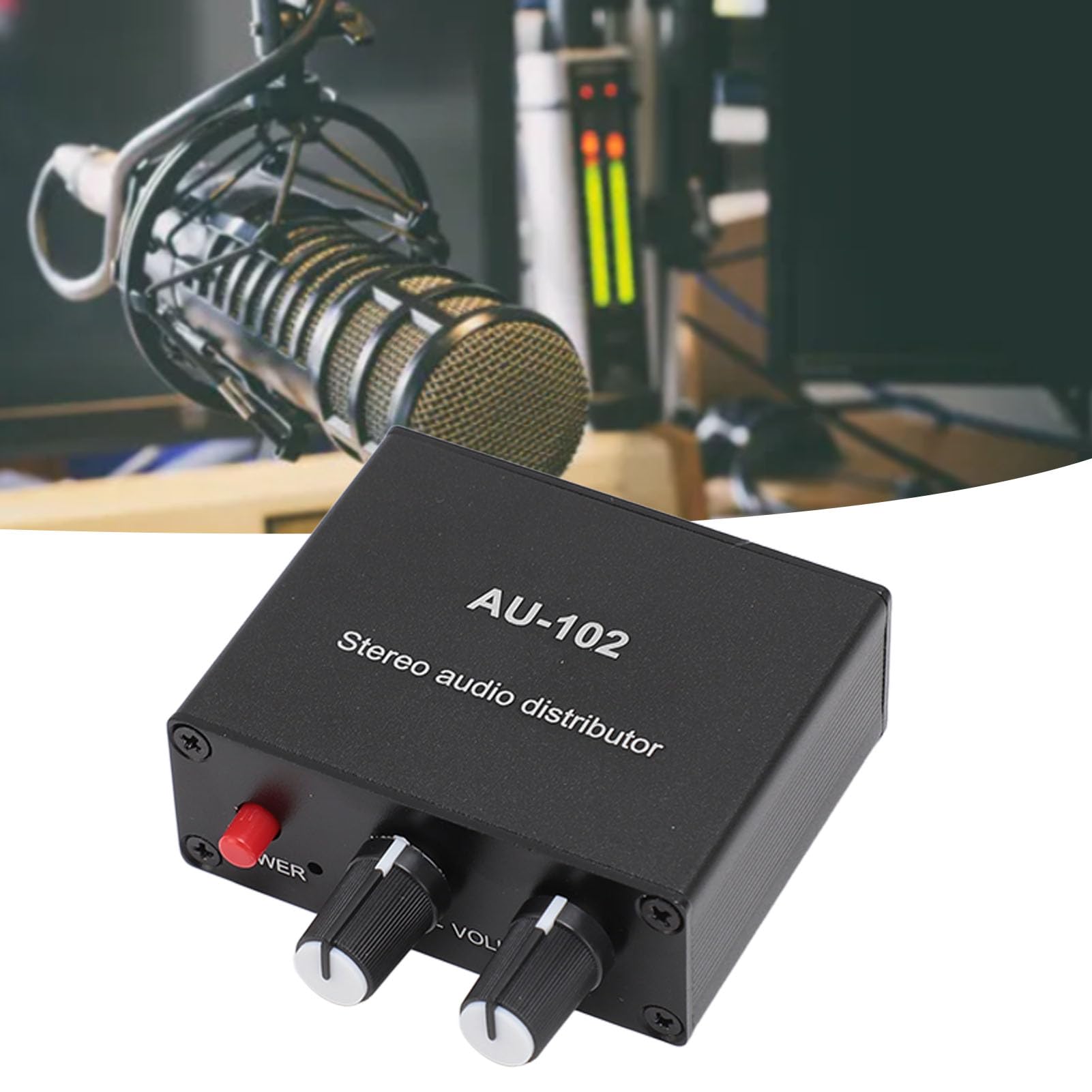 Mini Preamplificatore Microfonico, Amplificatore Audio a 2 Canali, Amplificatore Distributore Suono a Guadagno Pulito, Amplificatore Guadagno Microfono per Home Studio, Podcast