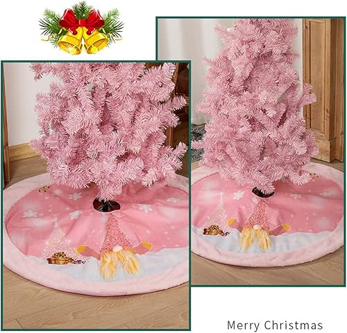 Miniatura 3 de Falda de árbol de Navidad, tapete de árbol de Navidad de 42.5 pulgadas con felpa de rodolfo rosa claro, decoración de fiesta de vacaciones para sala