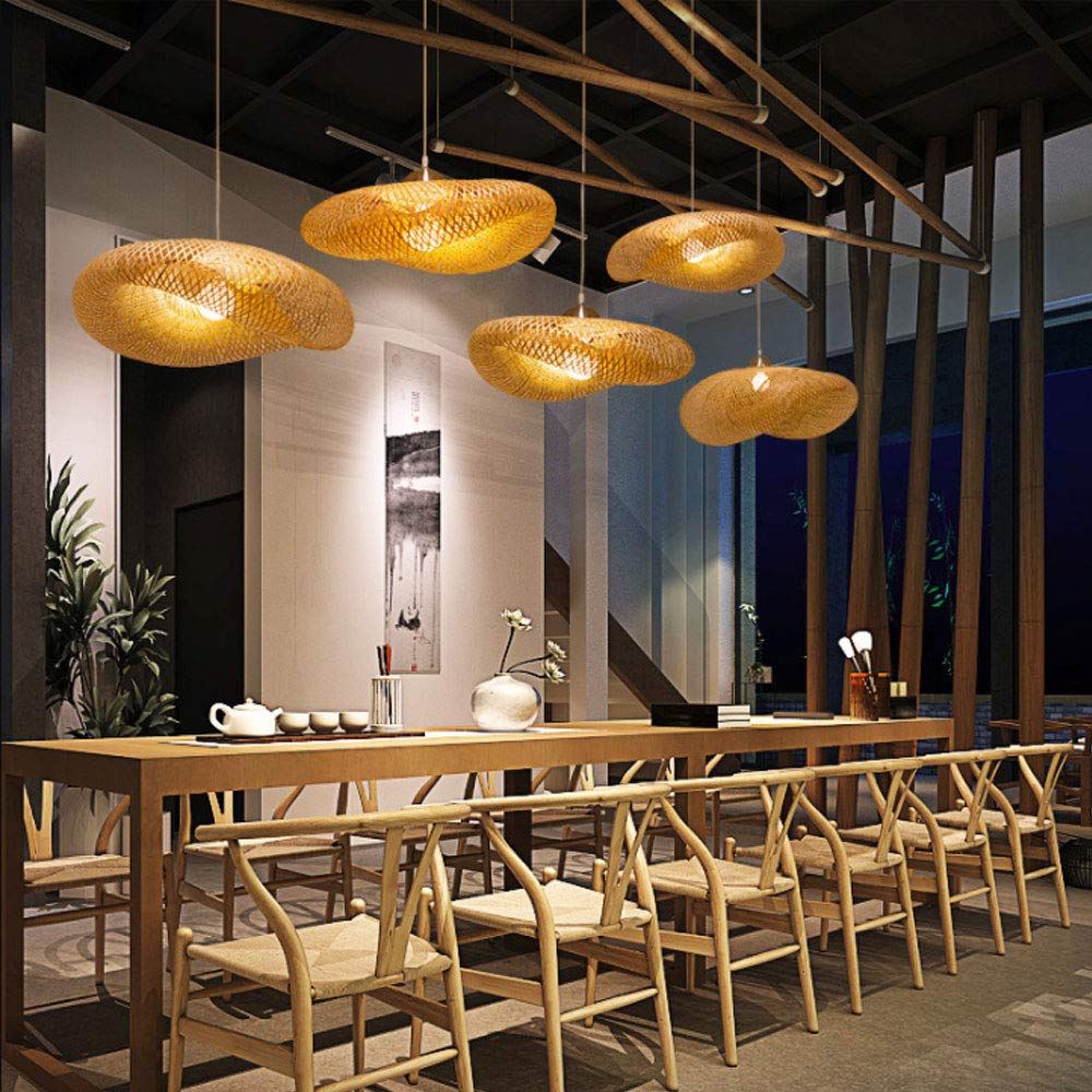 Vintage Pendelleuchte Aus Bambus & Rattan – Einstellbare Hängeleuchte Mit E27-Fassung Für Wohnzimmer, Küche Oder Café