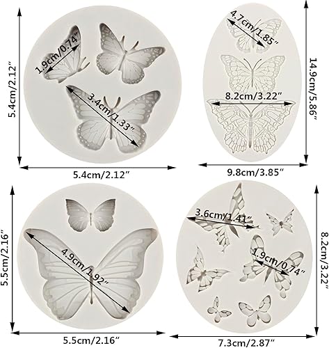 Miniatura 2 de Sijiangmold Moldes de silicona de mariposa para decoración de pasteles, pasta de goma de arcilla polimérica, juego de 4