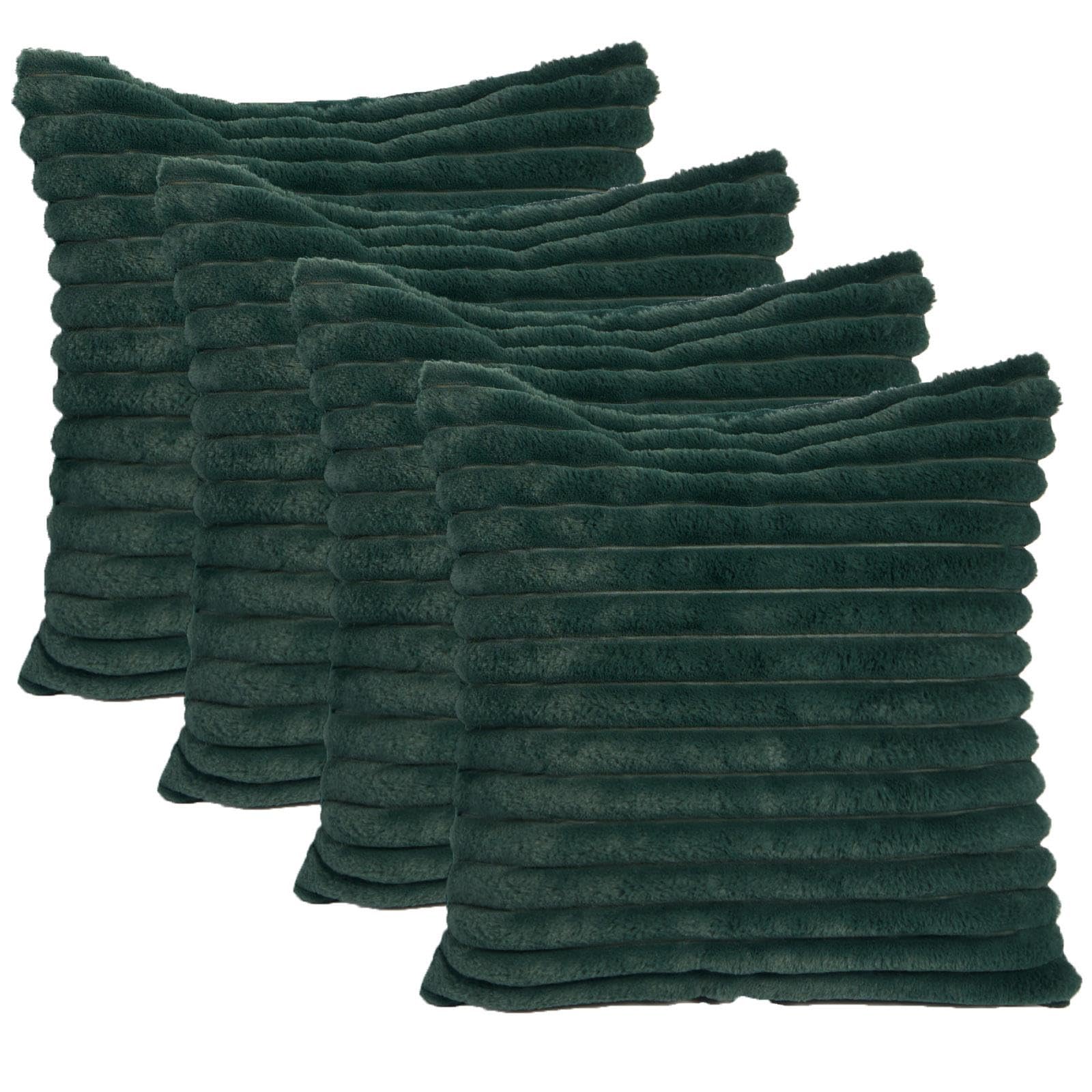 OHS 4 X Faux Fur Thick Rib Cushion Covers45 X 45CmGreen from B&Q