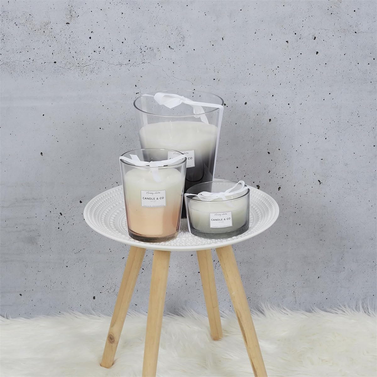 C L'AFFAIRE Grande candela profumata 3 stoppini vaso nero profumo di lino fresco H23 cm