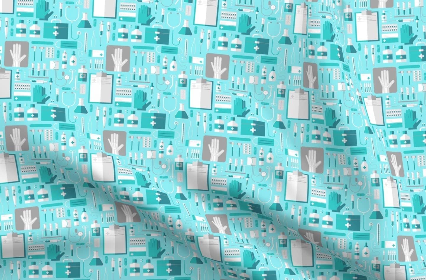 Spoonflower Fabric - Doctor Tools Nurse Medicine Glove Hospital Printed on Upholstery Velvet Fabric Fat Quarter - Upholstery Home Decor Bottomweight Apparel