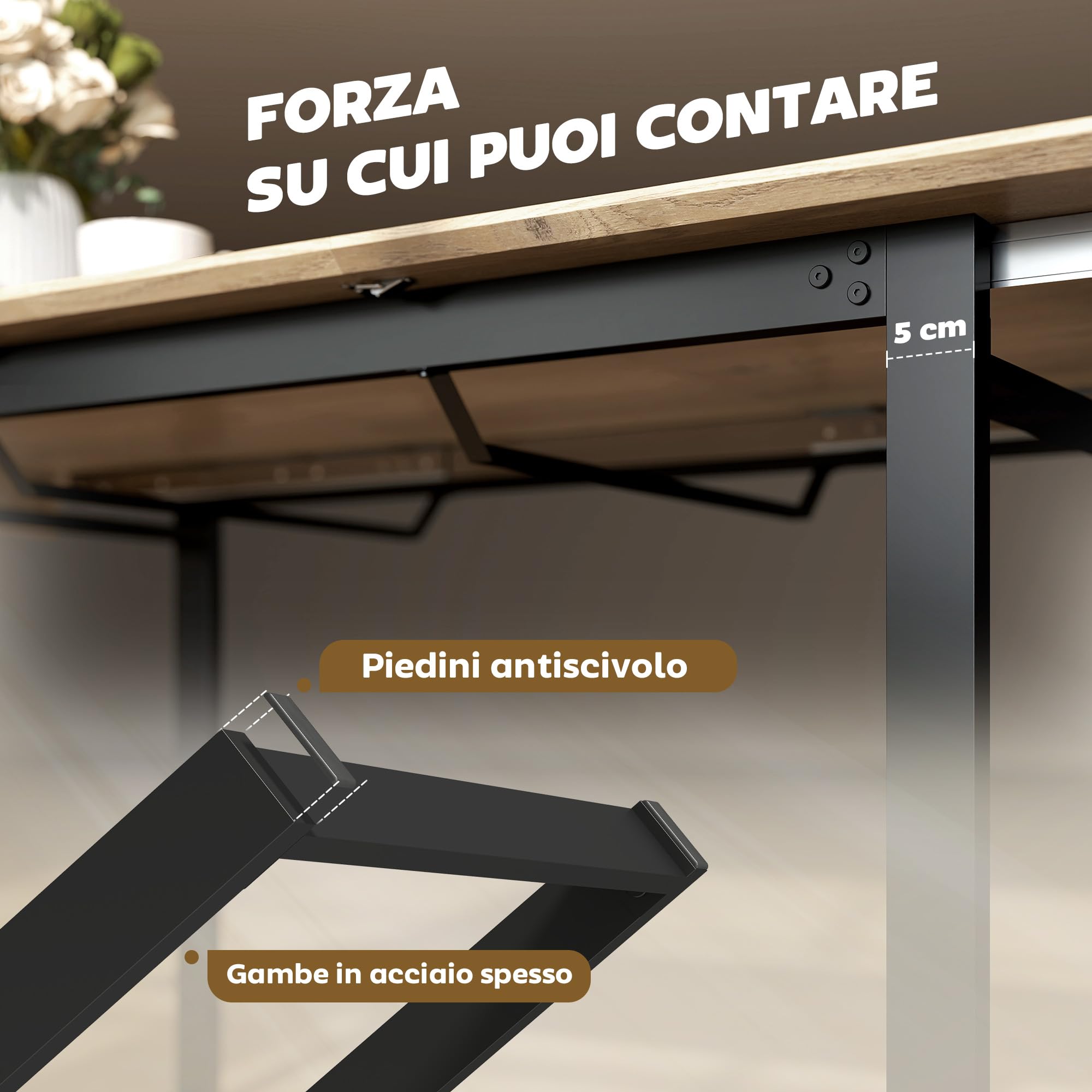 HOMCOM Tavolo da Pranzo Allungabile per 6-8 Persone con Pannelli Rimovibili, 140-180cm Tavolo Allungabile Rettangolare con Base in Acciaio, Stile Industriale, per Sala da Pranzo Soggiorno, Color Legno
