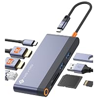 Dual Monitor Laptop Docking Station - 8 in 1 USB C Hub Multiport Adapter with 2 HDMI 4K 60Hz