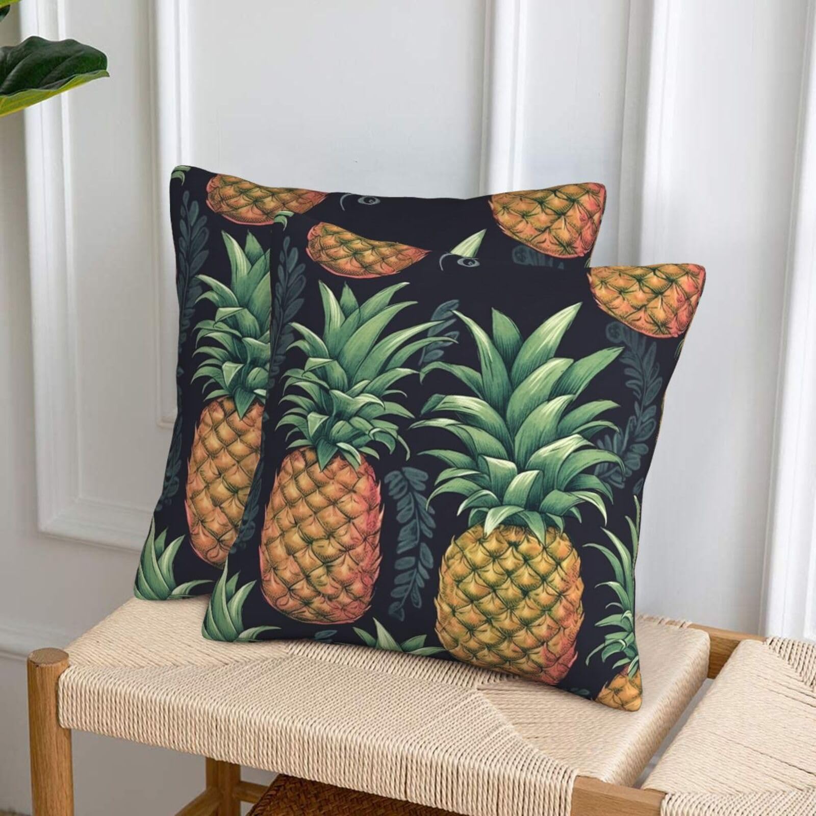 NONHAI Decorative Throw Pillow Covers Set of 2, 12"x12" Square Cushion Case Soft Comfy Pineapple Throw Pillows for Couch Cushion Livingroom Farmhouse Home Decor Pillowcases
