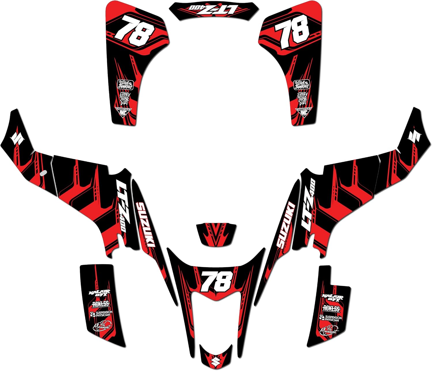 Graphics Kit for Suzuki LTZ400 (2003-2008) Klutch Series Magenta 16 Mil - ATV UTV Custom Racing Graphics Stickers Decals Kit, no-plastics