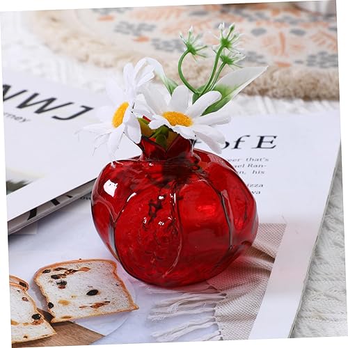 Miniatura 7 de BESPORTBLE Florero de cristal con forma de granada, florero de cristal transparente, pequeño jarrón floral hidropónico, jarrón con arreglo floral,