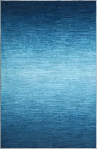 Miniatura 2 de ROYHOME Alfombra grande para sala de estar, 8 x 10 pies, color azul, moderna, degradado, lavable, antideslizante, cubierta del suelo, alfombra