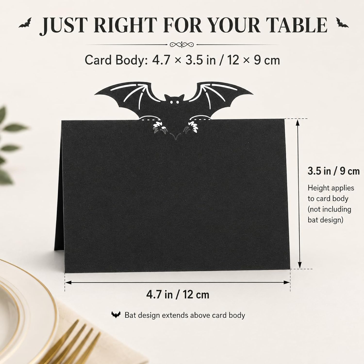 Gadpiparty 50pcs Halloween Place Cards, Black Place Cards, for Halloween