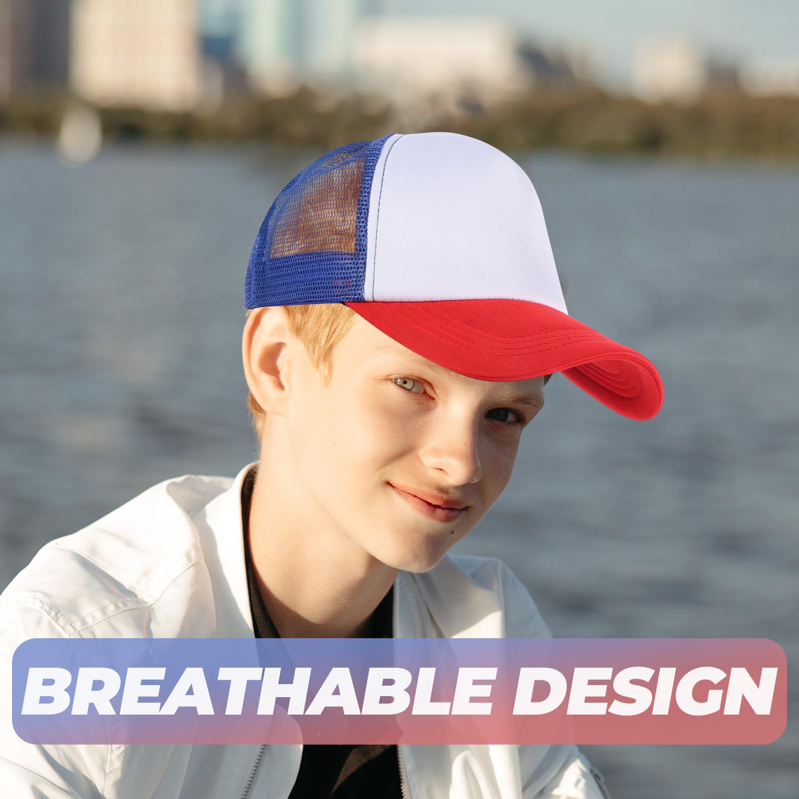 Homoyoyo 10 Gorras de Béisbol de Malla para Sublimación, en Blanco, 10 Piezas, Poliéster Ligero para Bricolaje y Uso Exterior