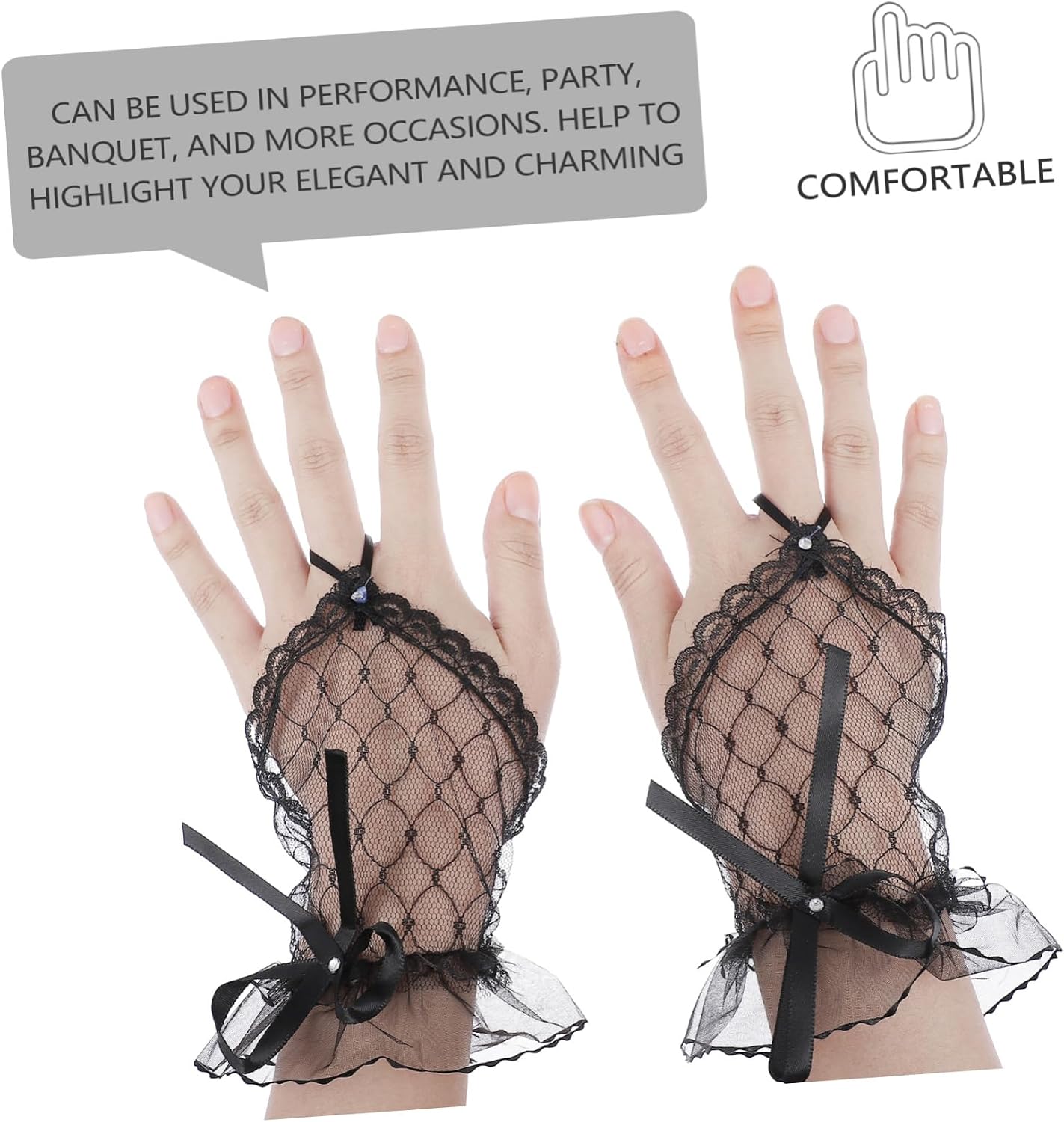 VANZACK 2pairs Lace Fingerless Gloves for Weddings and Banquets Elegant of Lightweight Bridal Accessories for Lolita Fashion and Special Occasions