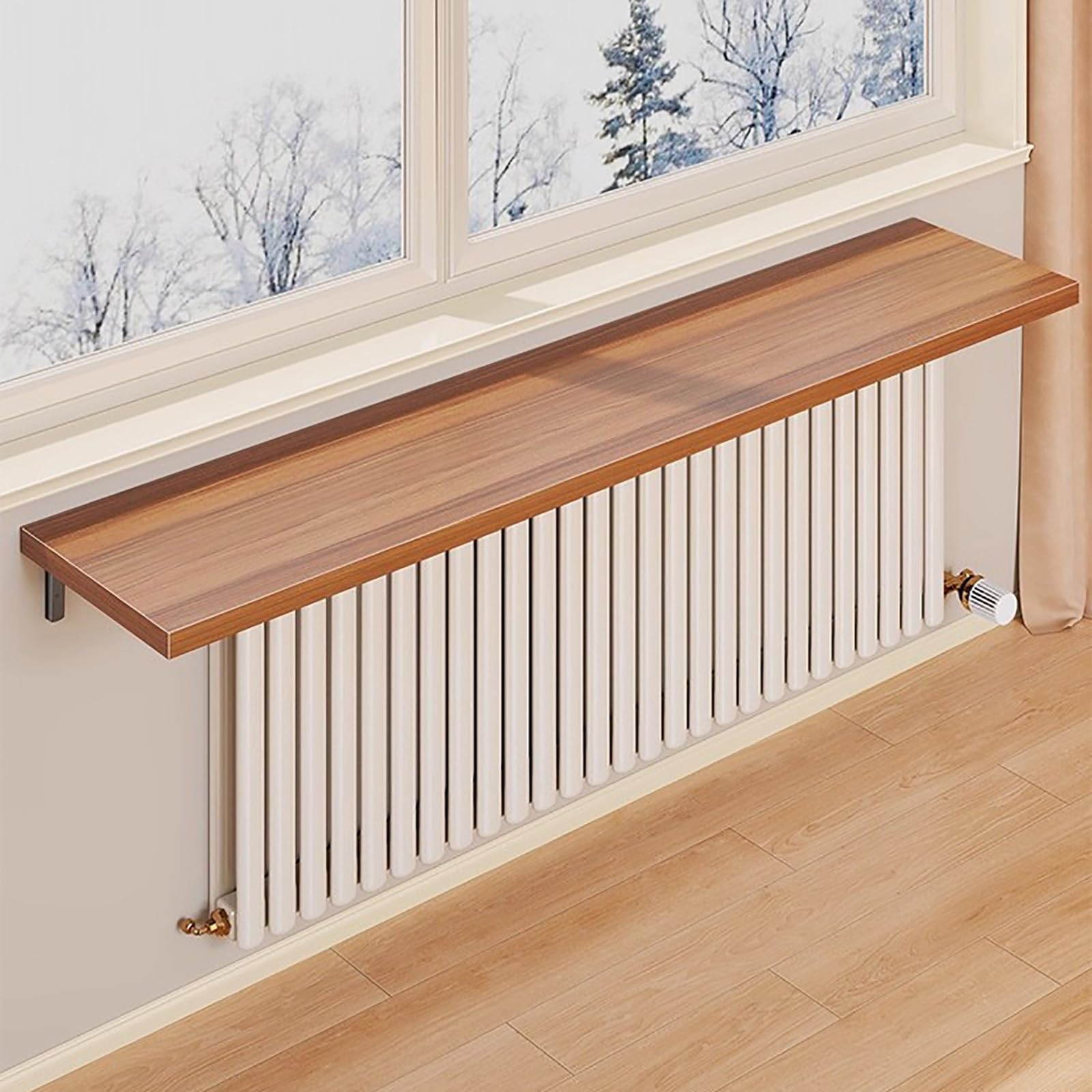 Copertura per termosifone in legno con vano portaoggetti, mensola rettangolare per termosifone, design semplice per casa e ufficio, varie misure (16/20/31/39/47"), marrone, 40 x 30 cm