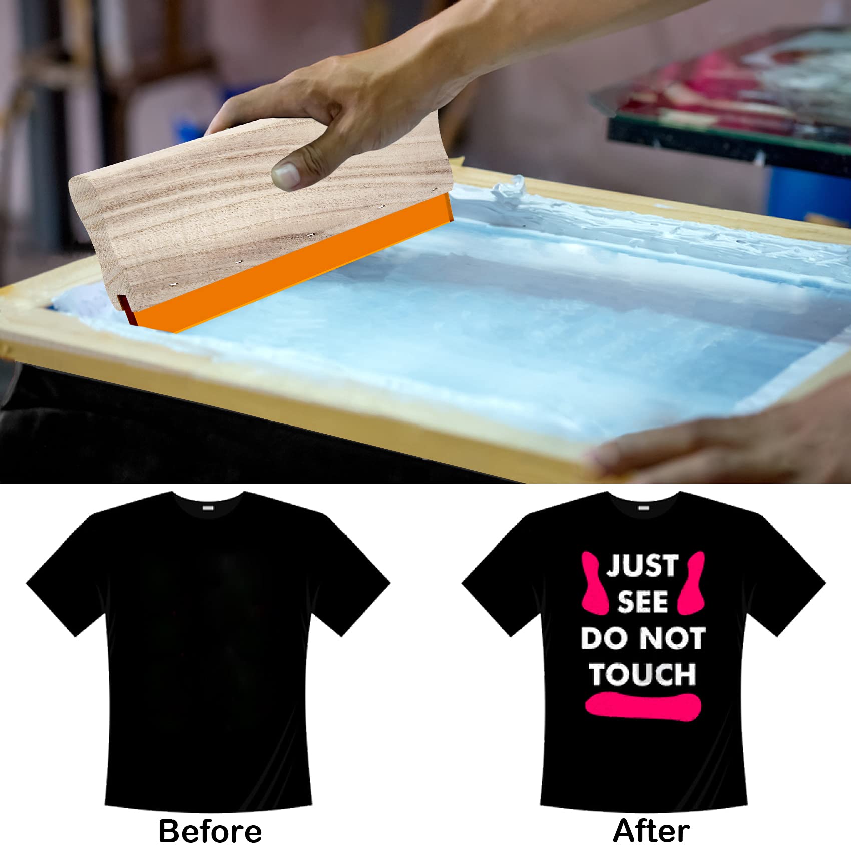 Kit Serigrafia Fai Da Te - 2 Telai Legno 17x22cm E 22x30cm, Spatola E Nastro, Per Stampa Su Magliette