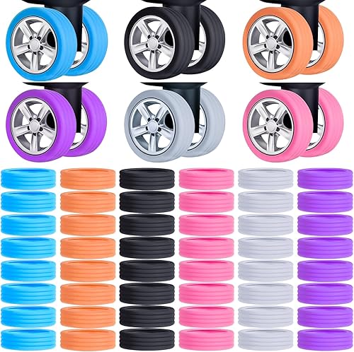 Limpskys 48 Pcs luggage wheel covers6 Colos, luggage wheel protector, suitcase wheel covers, silicone suitcase wheel cover, wheel covers for