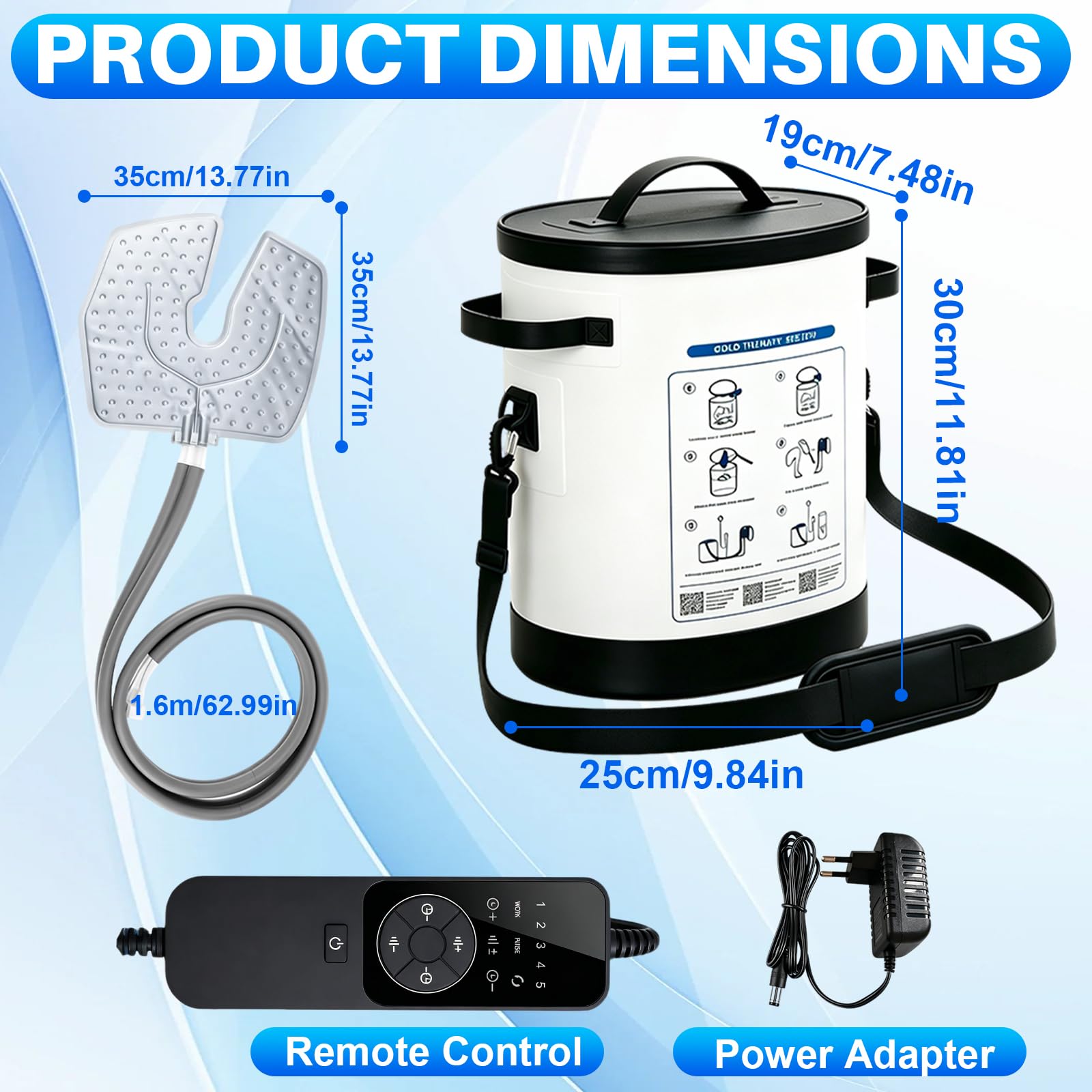 Dispositivo per Crioterapia con Timer, Macchina per il Ghiaccio Portatile Circolazione di Acqua Fredda con Fascia di Compressione, per Recupero & Riduzione del Gonfiore