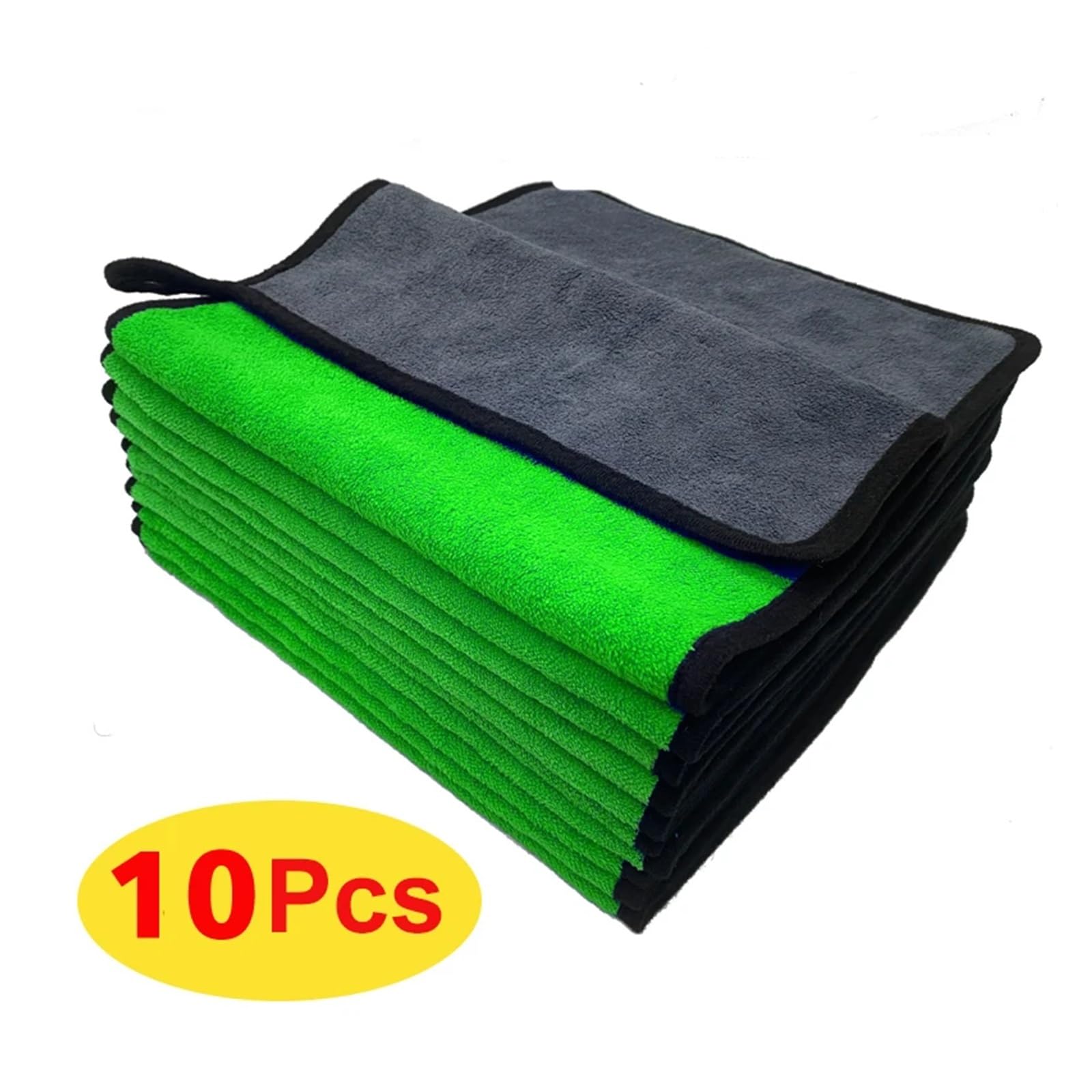 Premium-Mikrofasertuch for die Autopolsterreinigung, Autowäsche und Haushaltsreinigung, weich und saugfähig, geeignet for Auto-, Küchen- und Gerätereinigungstücher(Green,10 PCS_30X60CM)
