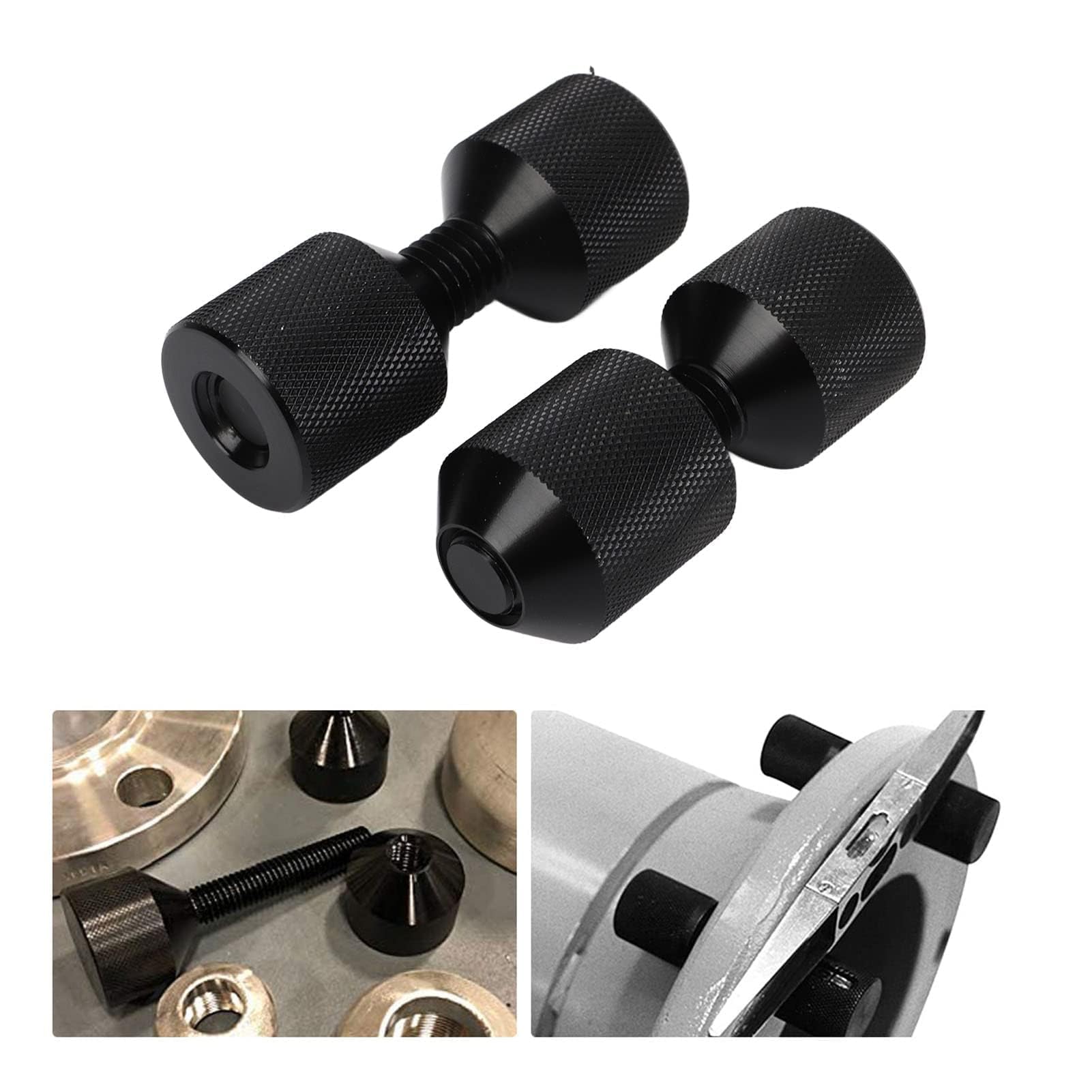 SUNGOOYUE 2 PCS FLANGE ALIGNAGE PINE BOURNAGE LOCAGE DE LOCATION DE LA PINE GUIDE BUNE PIN 1-1/8 Pouces Deux Trous Set Épingles à Double Trou Filetées en Aluminium avec Outils