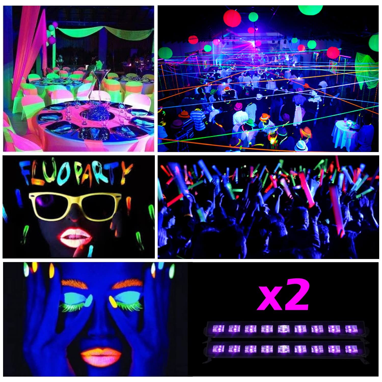 Ibiza light - Led-uvbar pack de 2 a prix fou !!! jeu de lumiere fluo pa dj led sound