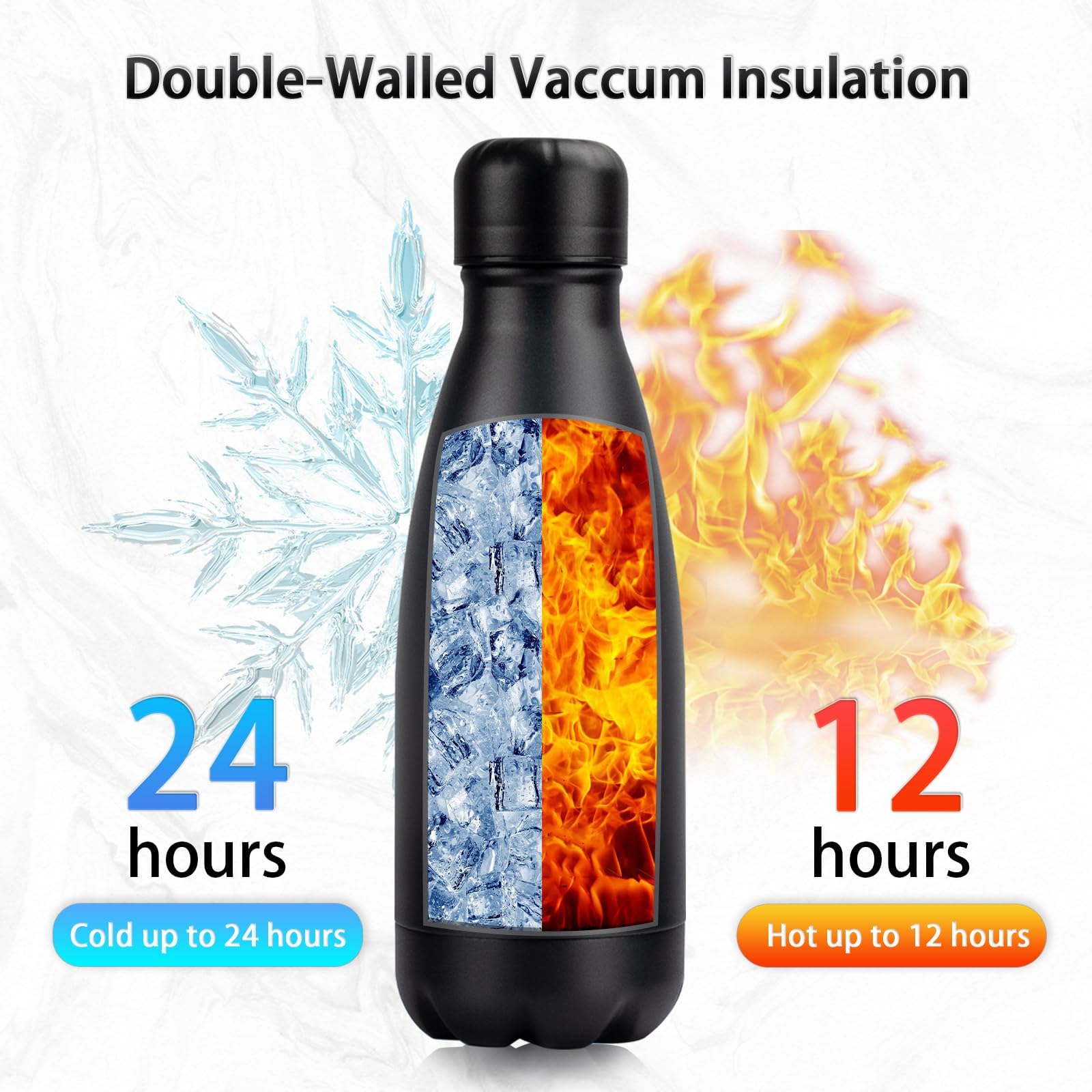Botella de agua aislada, paquete de 2 botellas de agua de acero inoxidable de 9 onzas con tapa de popote, termo deportivo de metal para niños, niñas, termo de doble pared al vacío sin BPA para la