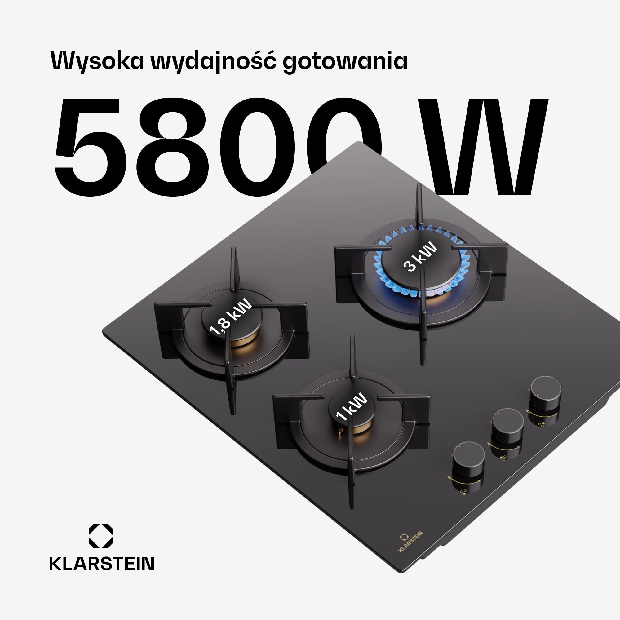 Klarstein Kuchenka gazowa Butan, 3 palniki 5200 W, przenośny palnik gazowy Butan Camping na płytę ze stali nierdzewnej, blat do gotowania na zewnątrz